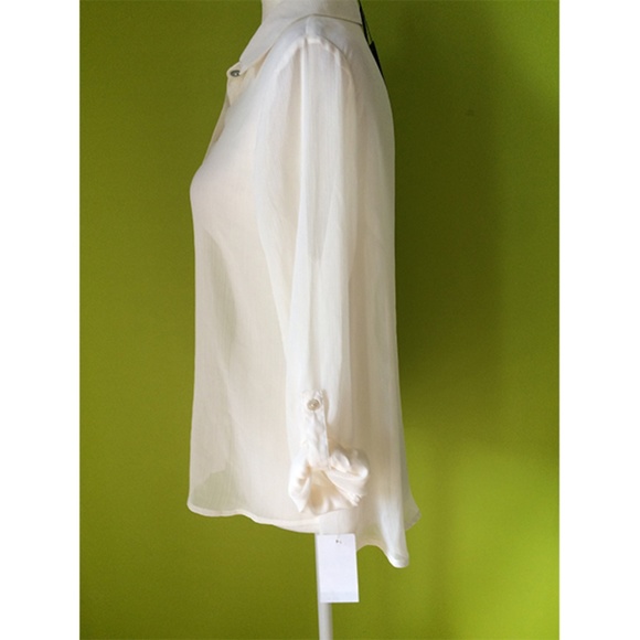 Living Doll Sheer Ivory Women Polo Top M - Picture 3 of 8
